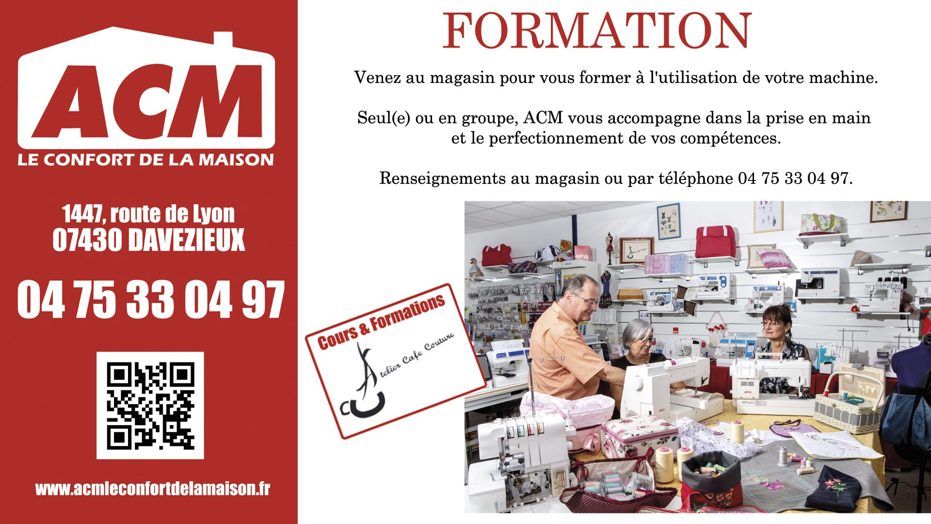 ACM - Offre une formation pour l'acaht d'une machine a coudre neuf ou d'occasion